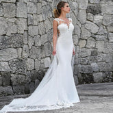 Gorgeous Mermaid Lace Vintage UK Wedding Dresses Sleeveless with Train MyChicDress